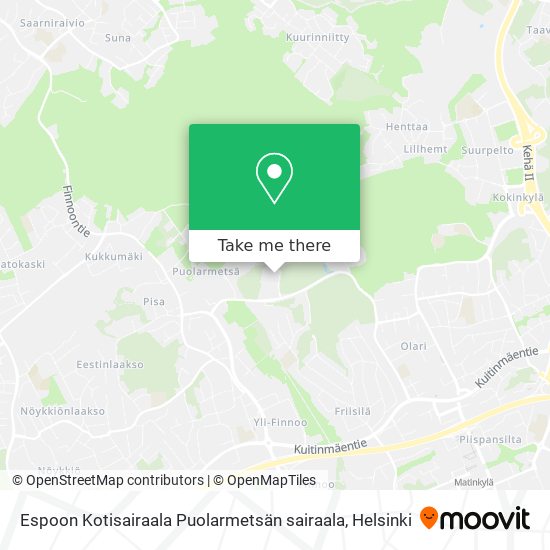 Espoon Kotisairaala Puolarmetsän sairaala map