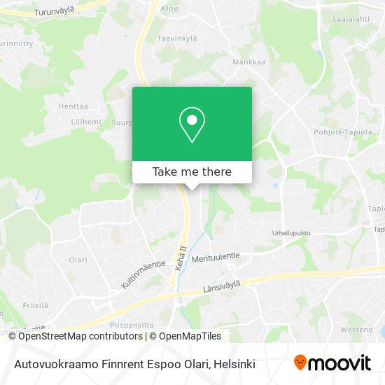 Autovuokraamo Finnrent Espoo Olari map