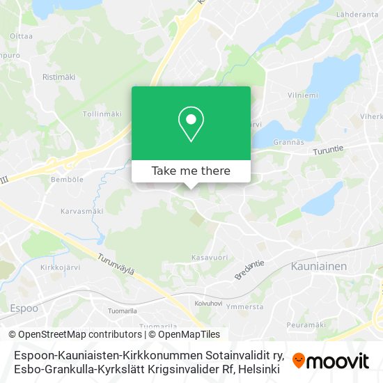 Espoon-Kauniaisten-Kirkkonummen Sotainvalidit ry, Esbo-Grankulla-Kyrkslätt Krigsinvalider Rf map