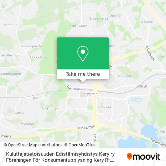 Kuluttajatietoisuuden Edistämisyhdistys Kery ry, Föreningen För Konsumentupplysning Kery Rf map