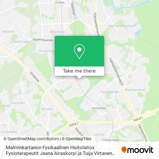 Malminkartanon Fysikaalinen Hoitolaitos Fysioterapeutit Jaana Airaskorpi ja Tuija Virtanen Omt map