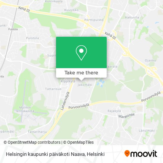 Helsingin kaupunki päiväkoti Naava map