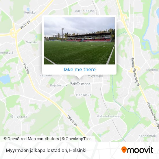 Myyrmäen jalkapallostadion map