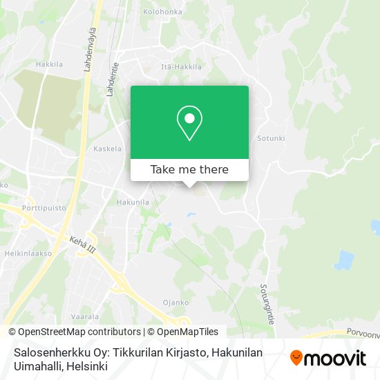 Salosenherkku Oy: Tikkurilan Kirjasto, Hakunilan Uimahalli map