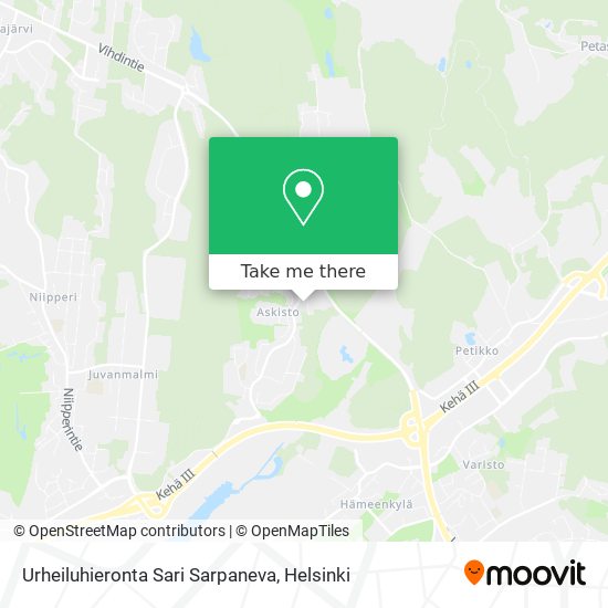 Urheiluhieronta Sari Sarpaneva map