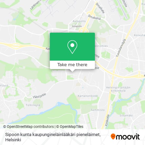 Sipoon kunta kaupungineläinlääkäri pieneläimet map