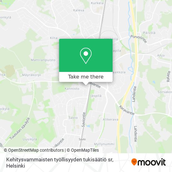 Kehitysvammaisten työllisyyden tukisäätiö sr map