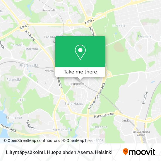 How to get to Liityntäpysäköinti, Huopalahden Asema in Helsinki by Bus,  Train or Tram?