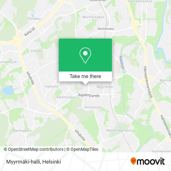 How to get to Myyrmäki-halli in Vantaa by Bus, Train or Tram?