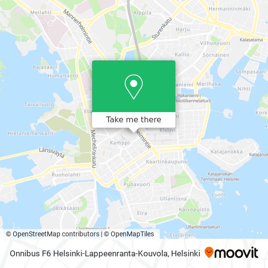 Onnibus F6 Helsinki-Lappeenranta-Kouvola map
