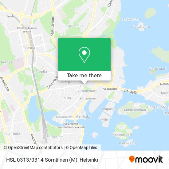 HSL 0313/0314 Sörnäinen (M) map