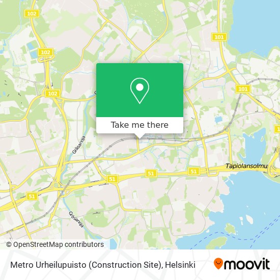 Metro Urheilupuisto (Construction Site) map