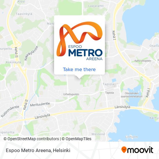 Espoo Metro Areena map