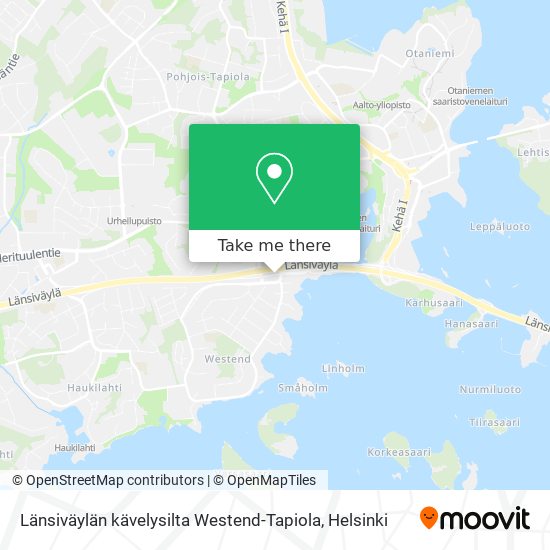 Länsiväylän kävelysilta Westend-Tapiola map