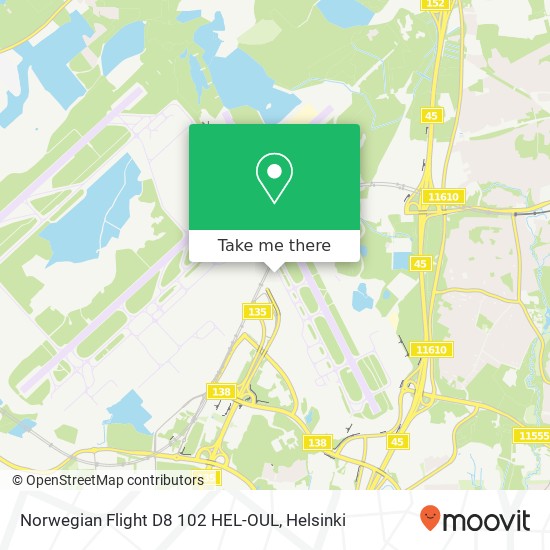 Norwegian Flight D8 102 HEL-OUL map