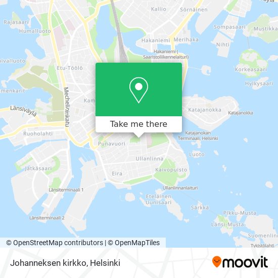 How to get to Johanneksen kirkko in Helsinki by Bus, Tram, Train or Metro?