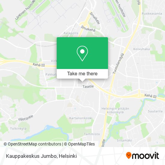 How to get to Kauppakeskus Jumbo in Vantaa by Bus, Train or Tram?