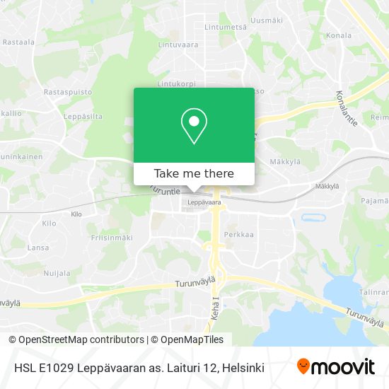 How to get to HSL E1029 Leppävaaran as. Laituri 12 in Espoo by Bus, Train  or Tram?