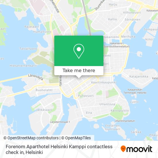 Forenom Aparthotel Helsinki Kamppi contactless check in map