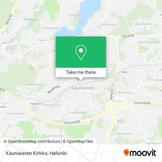 How to get to Kauniaisten Kirkko in Kauniainen by Bus or Train?