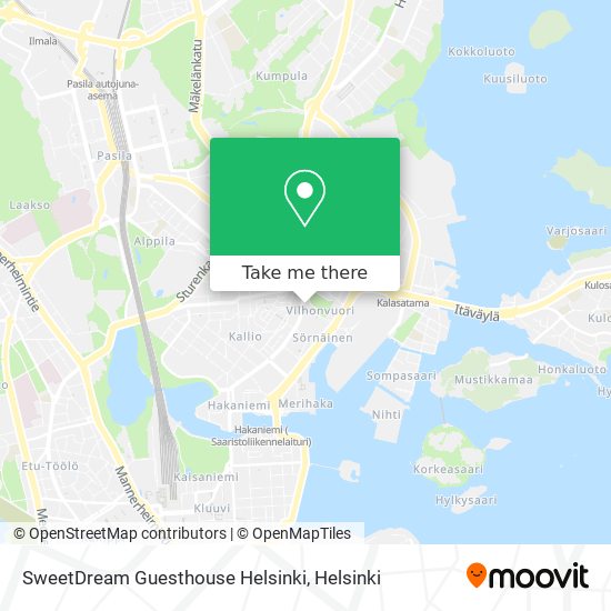 SweetDream Guesthouse Helsinki map