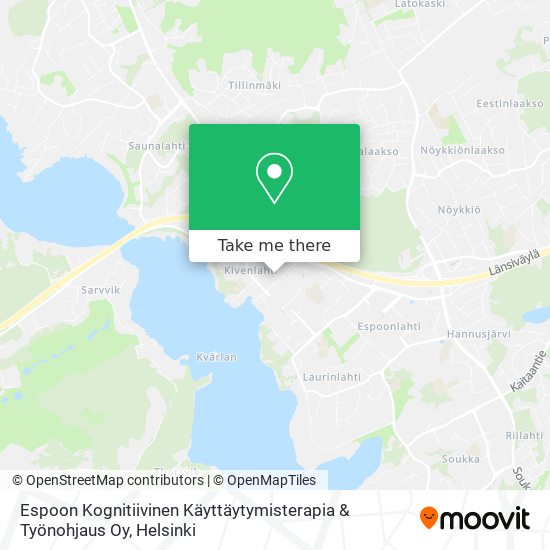 Espoon Kognitiivinen Käyttäytymisterapia & Työnohjaus Oy map