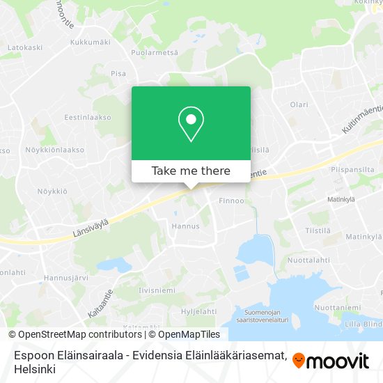 Espoon Eläinsairaala - Evidensia Eläinlääkäriasemat map