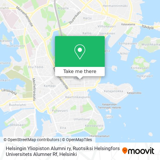 Helsingin Yliopiston Alumni ry, Ruotsiksi Helsingfors Universitets Alumner Rf map