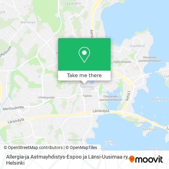 Allergia-ja Astmayhdistys-Espoo ja Länsi-Uusimaa ry map