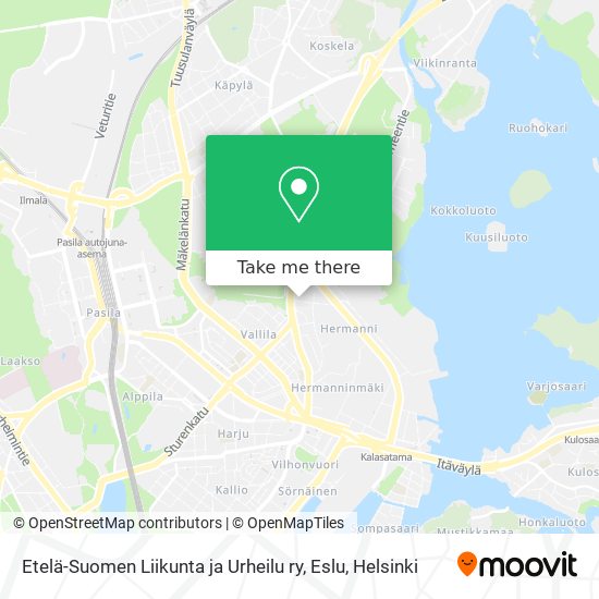 How to get to Etelä-Suomen Liikunta ja Urheilu ry, Eslu in Helsinki by Bus,  Metro, Train or Tram?