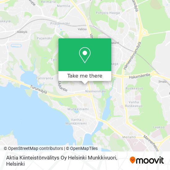 Aktia Kiinteistönvälitys Oy Helsinki Munkkivuori map