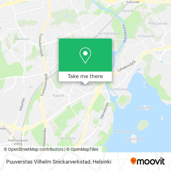 How to get to Puuverstas Vilhelm Snickarverkstad in Helsinki by Bus, Metro  or Train?