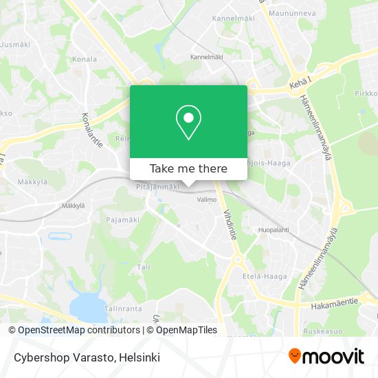 How to get to Cybershop Varasto in Helsinki by Bus, Train, Tram or Metro?