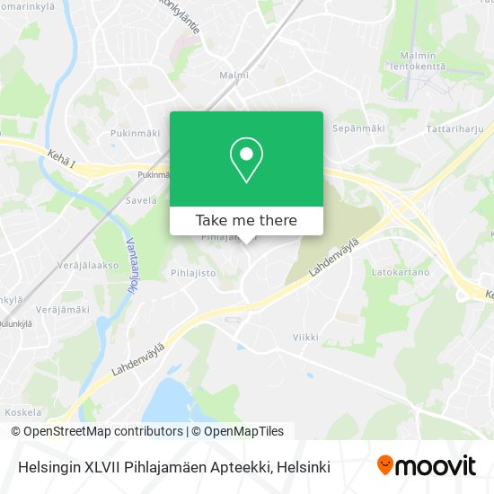 Helsingin XLVII Pihlajamäen Apteekki map