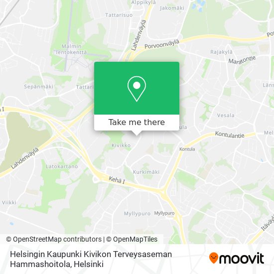 Helsingin Kaupunki Kivikon Terveysaseman Hammashoitola map