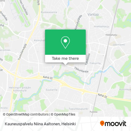 How to get to Kauneuspalvelu Niina Aaltonen in Vantaa by Bus or Train?