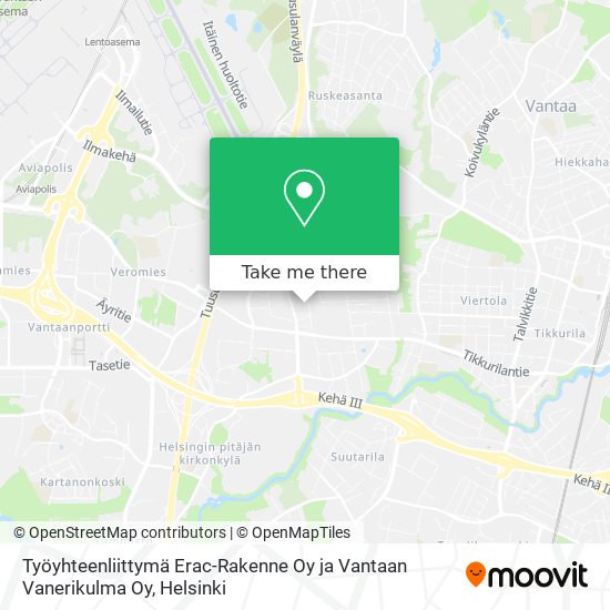 Työyhteenliittymä Erac-Rakenne Oy ja Vantaan Vanerikulma Oy map