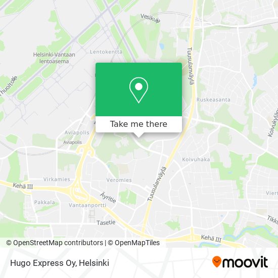 How to get to Hugo Express Oy in Vantaa by Bus or Train?