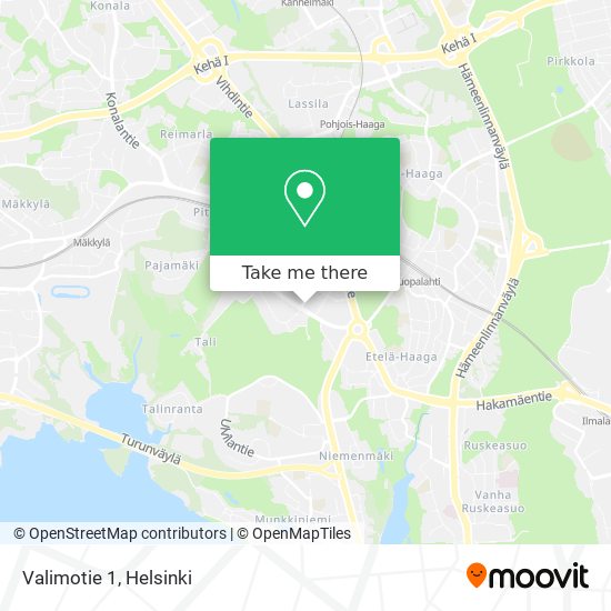 How to get to Valimotie 1 in Helsinki by Bus or Train?