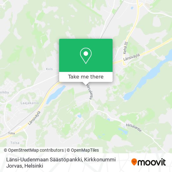 Länsi-Uudenmaan Säästöpankki, Kirkkonummi Jorvas map