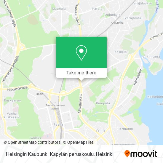 Helsingin Kaupunki Käpylän peruskoulu map