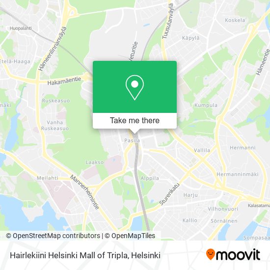 Hairlekiini Helsinki Mall of Tripla map