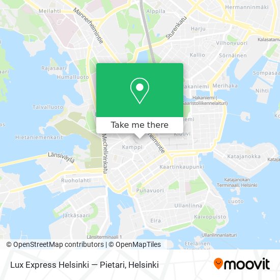 Lux Express Helsinki — Pietari map