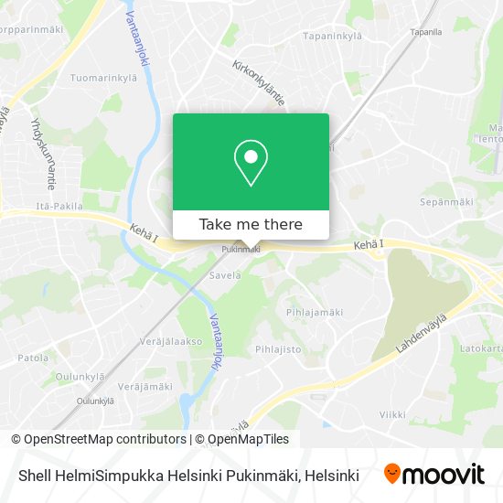 Shell HelmiSimpukka Helsinki Pukinmäki map