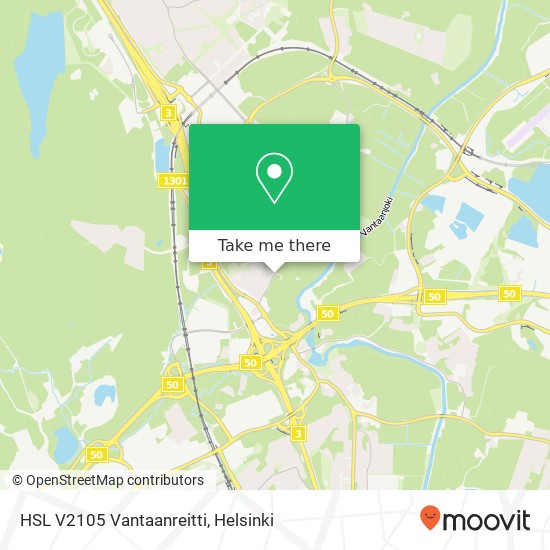 HSL V2105 Vantaanreitti map