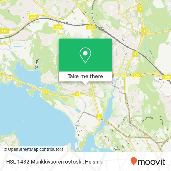 HSL 1432 Munkkivuoren ostosk. map