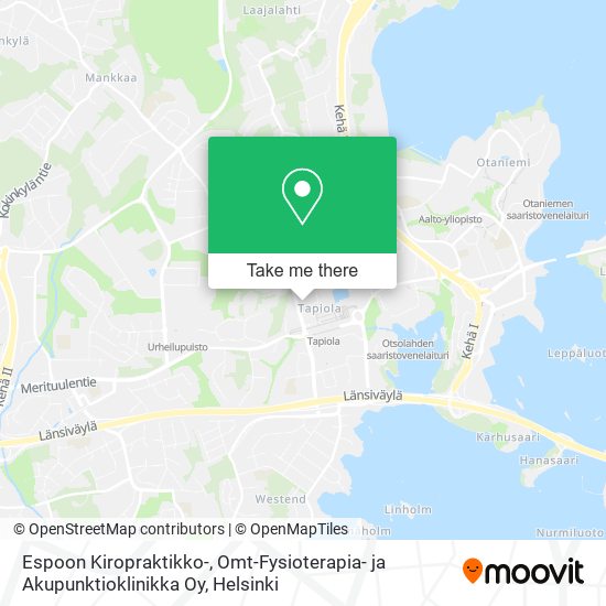 Espoon Kiropraktikko-, Omt-Fysioterapia- ja Akupunktioklinikka Oy map