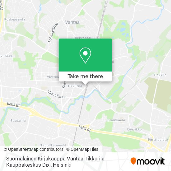 Suomalainen Kirjakauppa Vantaa Tikkurila Kauppakeskus Dixi map