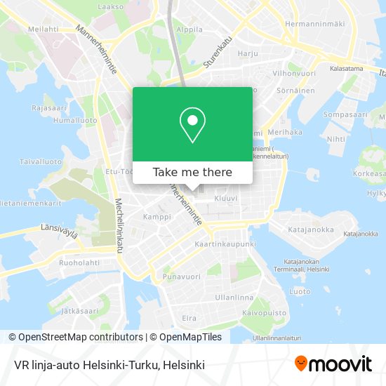 VR linja-auto Helsinki-Turku map