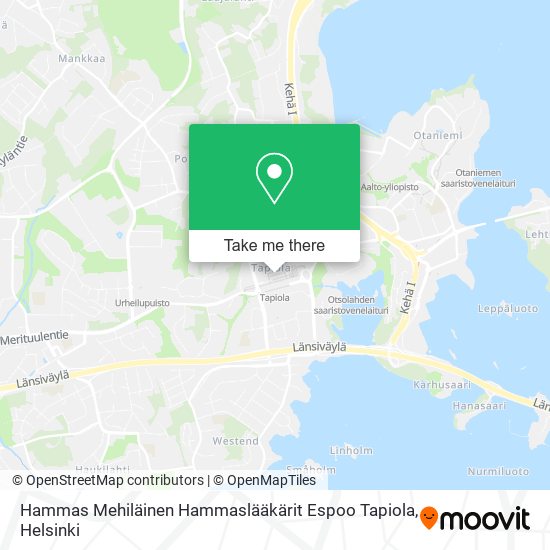 Hammas Mehiläinen Hammaslääkärit Espoo Tapiola map